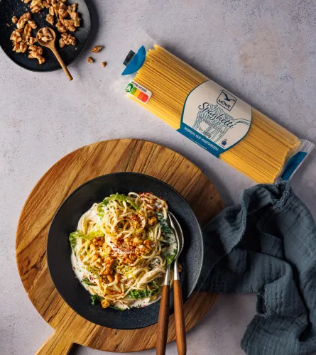 Cremige Wirsing-Pasta mit Möwe Spaghetti