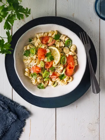 Möwe Wickli Nudeln mit Lachs und Lauch