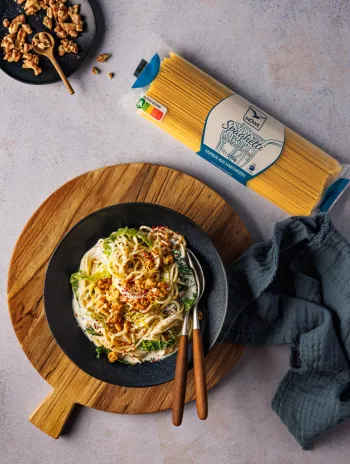 Cremige Wirsing-Pasta mit Möwe Spaghetti